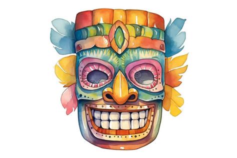 Tiki Masks And Wooden Totems Showcases The Traditional Hawaiian And Polynesian Art Style White