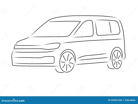 Um Desenho Simples De Uma Carrinha Pequena Vista Pela Frente Ilustração