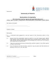 Declaration Of Originality For University Assignments Avoid Course Hero