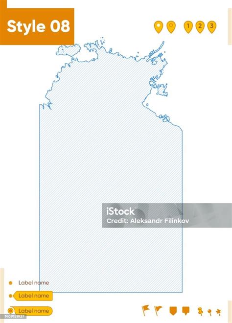 Northern Territory Australia Grid Map Isolated On White Background