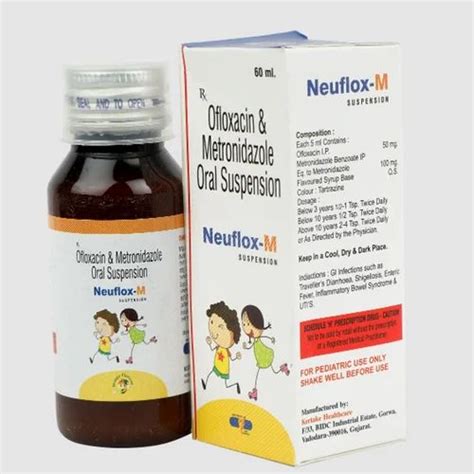 Neuflox M Kids Ofloxacin Metronidazole Oral Suspension Packaging Size