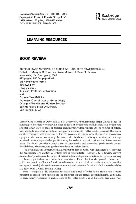 (PDF) CRITICAL CARE NURSING OF OLDER ADULTS: BEST PRACTICES (3rd ...