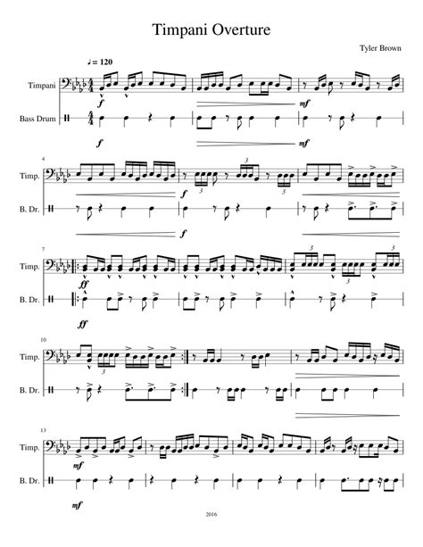 Timpani Overture Sheet Music For Timpani Bass Drum Percussion Duet