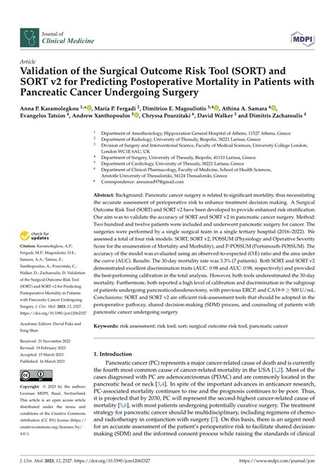 Pdf Validation Of The Surgical Outcome Risk Tool Sort And Sort V