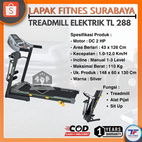 Jual Alat Olahraga Fitness Treadmill Elektrik Tl Electric Treadmill