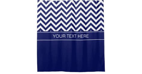 Navy White Lg Chevron Cb Navy Name Monogram Shower Curtain Zazzle