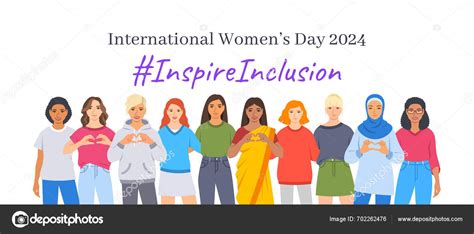 Inspire Inclusion Campaign International Womens Day 2024 Theme Banner Smiling Stock Vector By