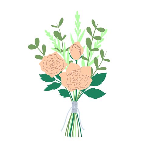 Bouquet Of Different Flowers Isolated On White Background Vector