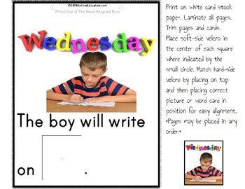 Adapted Book For Special Education Which Day Of The Week By Autism