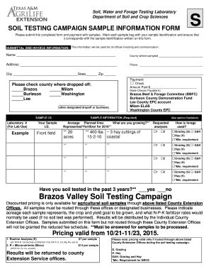 Fillable Online Soil Water And Forage Testing Laboratory Department Of