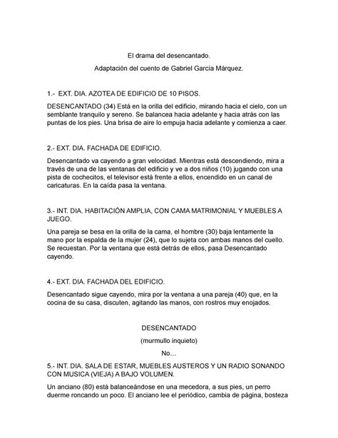 El drama del desencantado Adaptación del cuento de Gabriel García