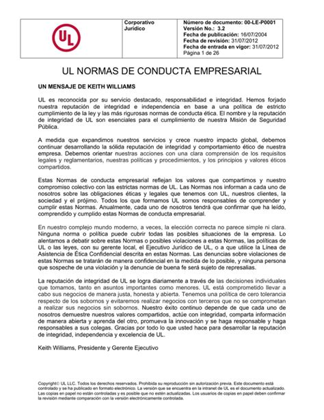 Ul Normas De Conducta Empresarial