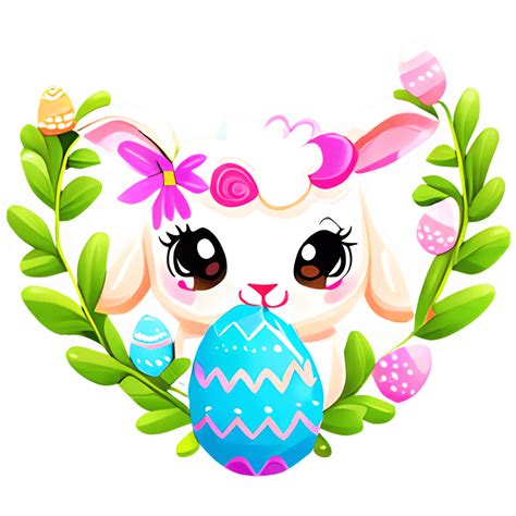 Easter Lamb With Egg Wreath Graphic Creative Fabrica