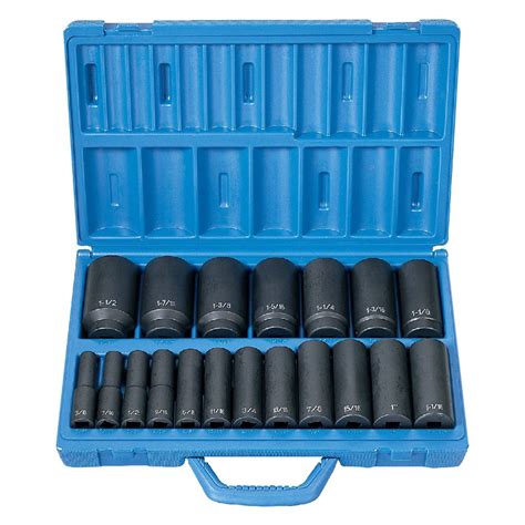 Grey Pneumatic® 1319d 12 Drive Sae 6 Point Deep Impact Socket Set 19 Pieces