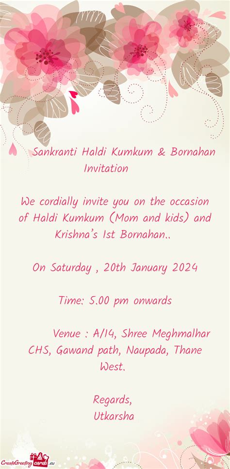 Sankranti Haldi Kumkum Bornahan Invitation Free Cards