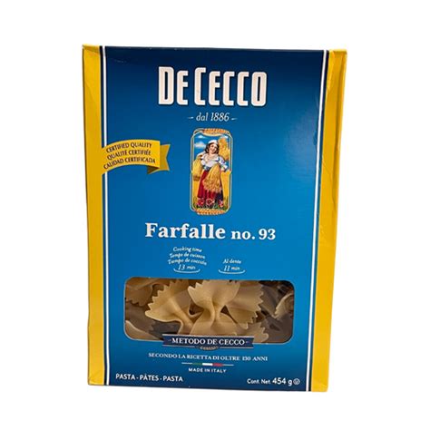 Pasta Farfalle No93 De Cecco 454gr Dac Cancún