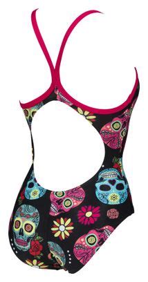 Arena Crazy Skulls Carnival Light Drop Back One Piece Swimsuit Black