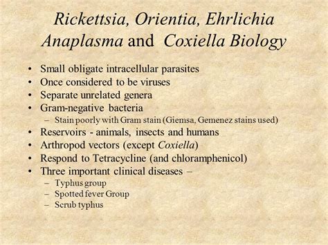 Rickettsia Orientia Ehrlichia Anaplasma Coxiella And Bartonella Dr