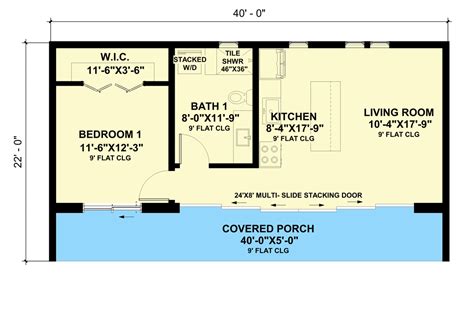 Square Foot Modern Home Plan With Porch Spanning The Entire Front