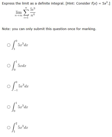 Solved Express The Limit As A Definite Integral Lim N Chegg