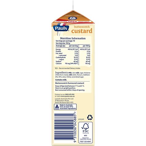 Pauls Creamy Custard Butterscotch Kg Woolworths