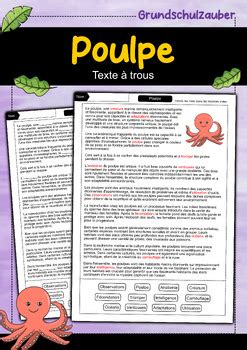 Poulpe Texte à trous avec solution Animaux français by