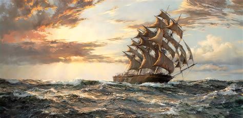 The Clipper Ship Cutty Sark Painting By Montague Dawson Etsy