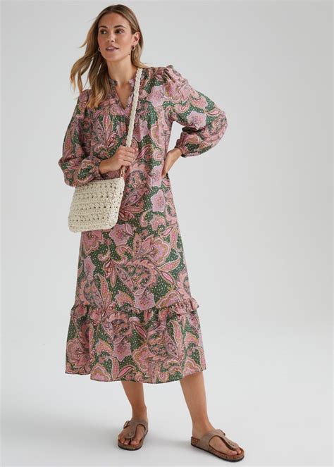 Multicoloured Floral Long Sleeve Frill Midi Dress Matalan