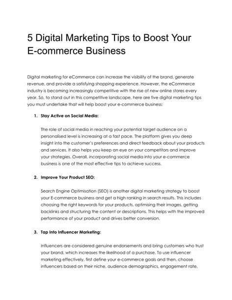 Ppt 5 Digital Marketing Tips To Boost Your E Commerce Business Powerpoint Presentation Id