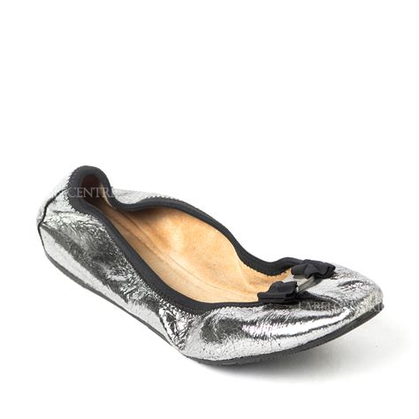 Salvatore Ferragamo My Joy Cracked Patent Leather Scrunch Ballet Flats