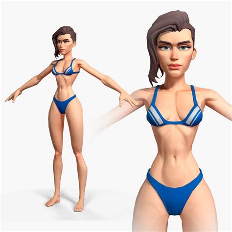 Modelo 3d Juego De Malla Base Del Personaje Femenino De Dibujos