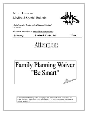 Fillable Online Ncdhhs N C Dma January Special Medicaid Bulletin