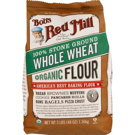 Bob S Red Mill Organic 100 Stone Ground Whole Wheat Flour 48 Oz From