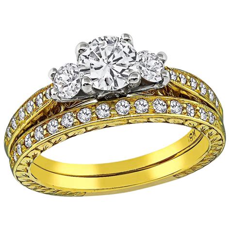 Gia Certified Round Diamond Engagement Ring And Wedding Band Set For