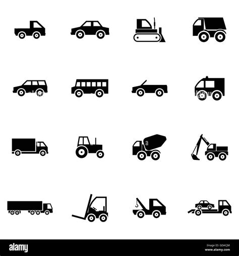 Vector Black Vehicle Icons Set Stock Vector Image And Art Alamy