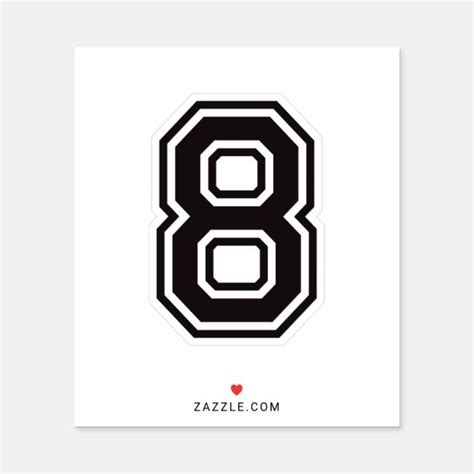 Number eight 8 sports college font sticker | Zazzle | Sports fonts ...