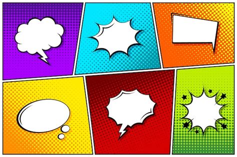 Premium Vector Cartoon Comic Backgrounds Set Speech Bubble Comics