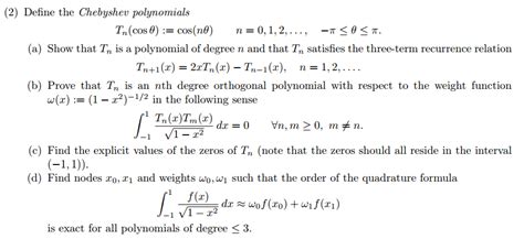 Define The Chebyshev Polynomials T N Cos Theta