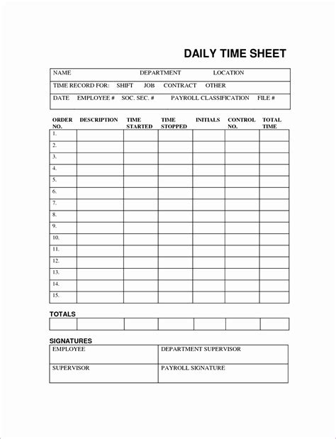 6 Excel Daily Timesheet Template - Excel Templates