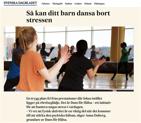 Svenska Dagbladet dec 2020 DANS FÖR HÄLSA