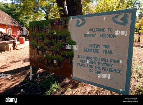 Welcome Sign At The Moffat Mission Or Kuruman Stock Photo Royalty Free