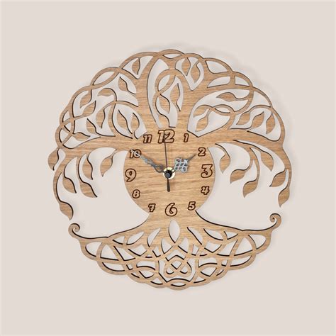 Tree Of Life Clock Celtic Tree Knot Ornament Silent Decorative Oak Wall