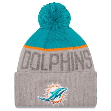 Miami Dolphins New Era 2 Striped Cuffed Knit Hat Heathered Gray Miami Dolphins Hat Knitted