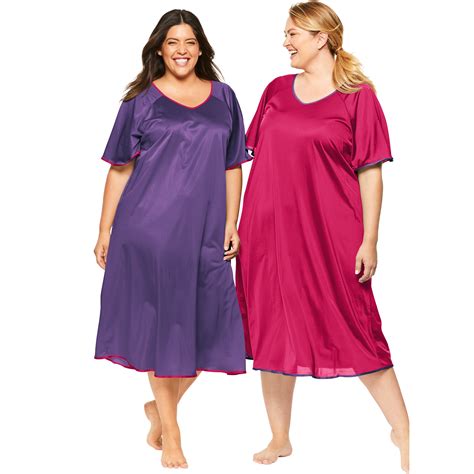 Only Necessities Only Necessities Plus Size 2 Pack Short Silky Gown