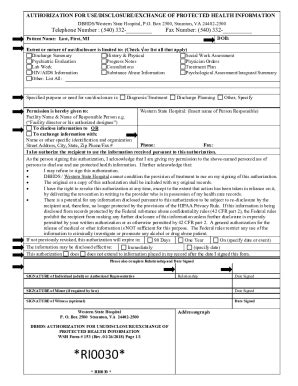 Fillable Online Dbhds Virginia DBHDS Authorization For Use Disclosure