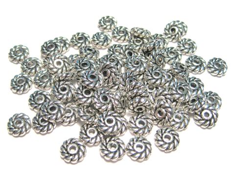 Pcs Of Antique Silver Spacer Metal Beads X Mm Etsy