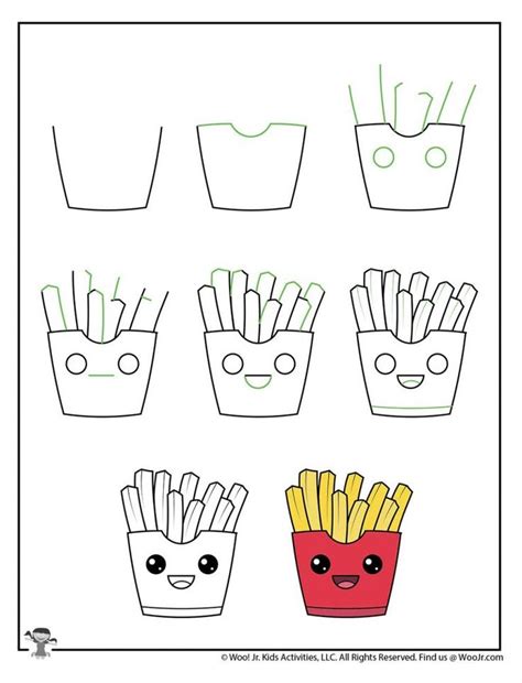 Cute Kawaii Fries Drawing Tutorial Woo Jr Kids Activities Doodle