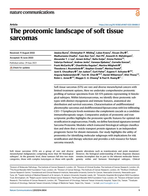 Pdf The Proteomic Landscape Of Soft Tissue Sarcomas