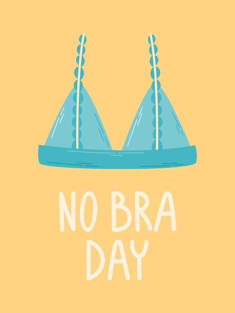 Premium Vector National Holiday No Bra Day Cartoon Vector Card Or