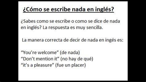 Cómo se dice nada en inglés YouTube